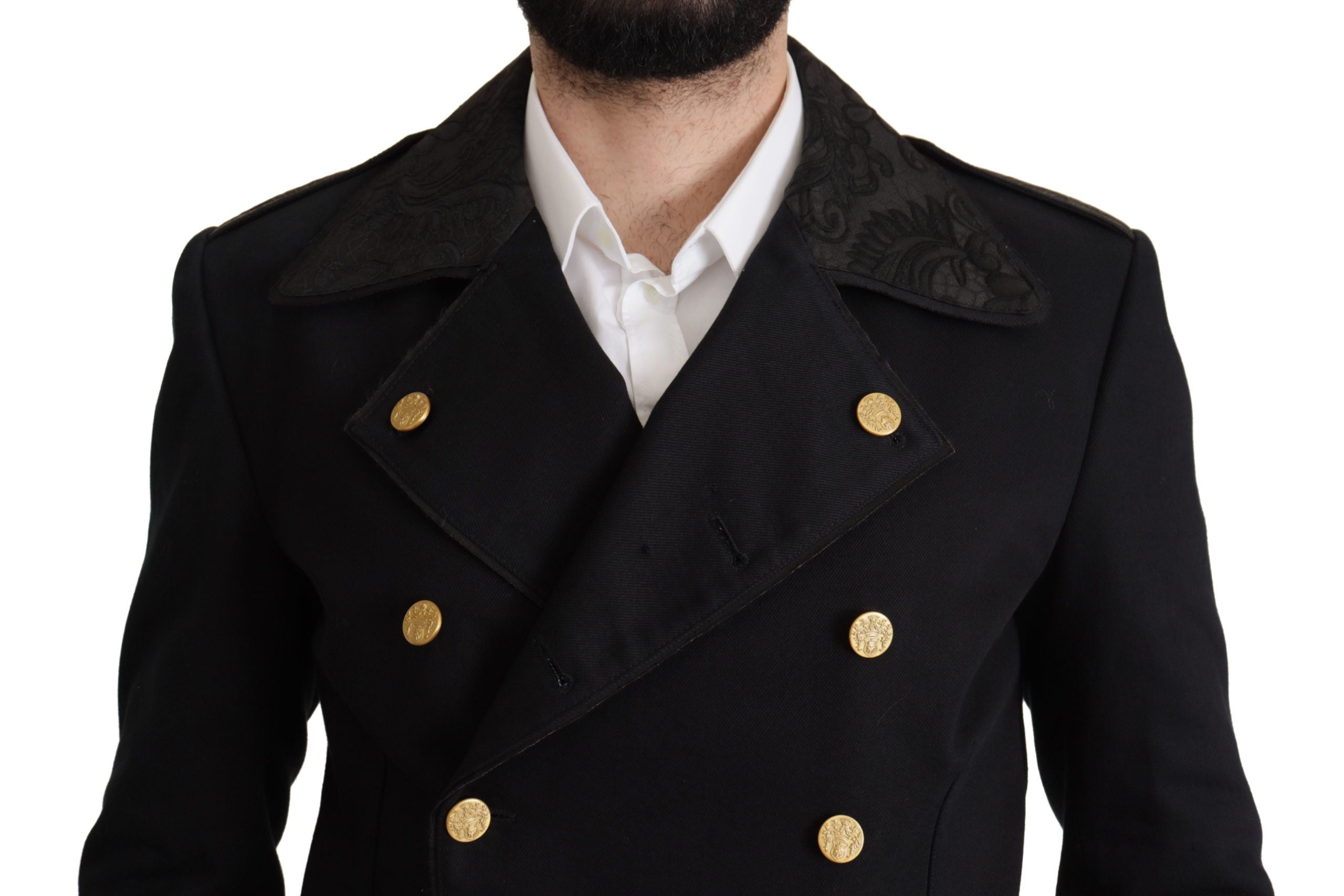 Dolce & Gabbana Black Button Embellished Cotton Blend Jacket - DEA STILOSA MILANO