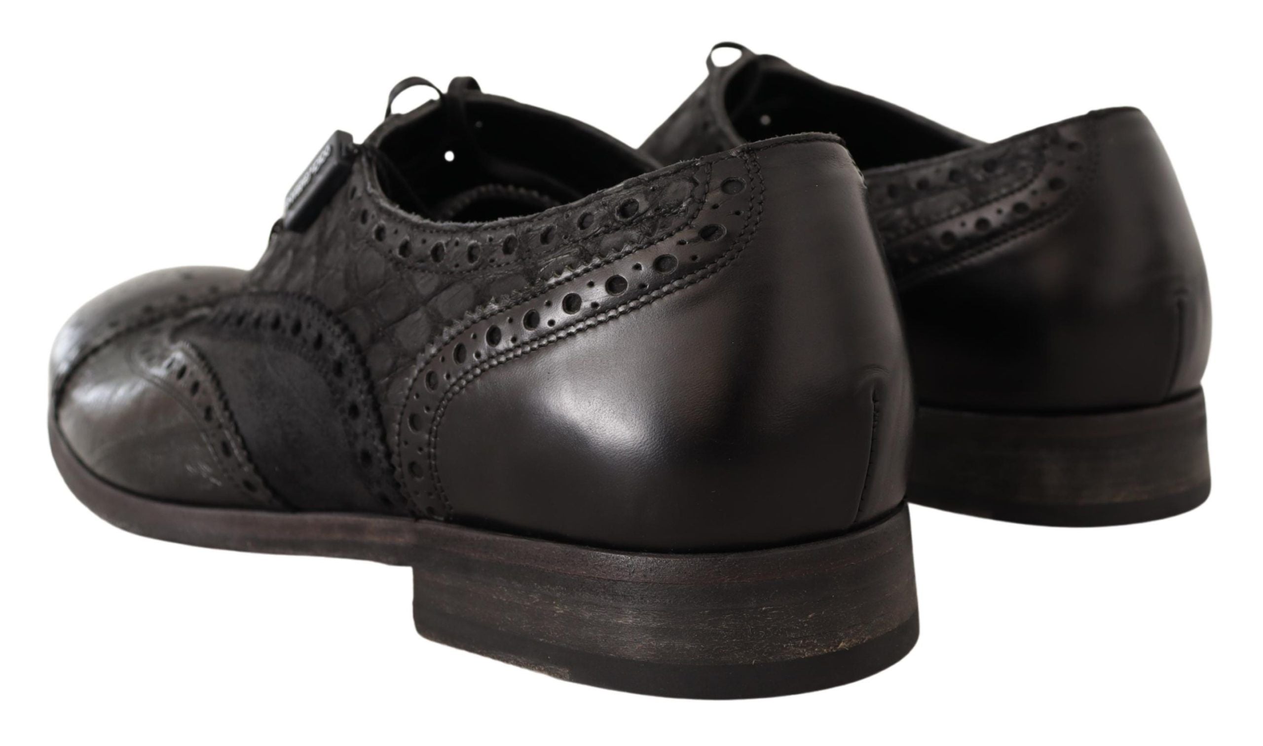 Dolce & Gabbana Black Leather Brogue Wing Tip Men Formal Shoes - DEA STILOSA MILANO