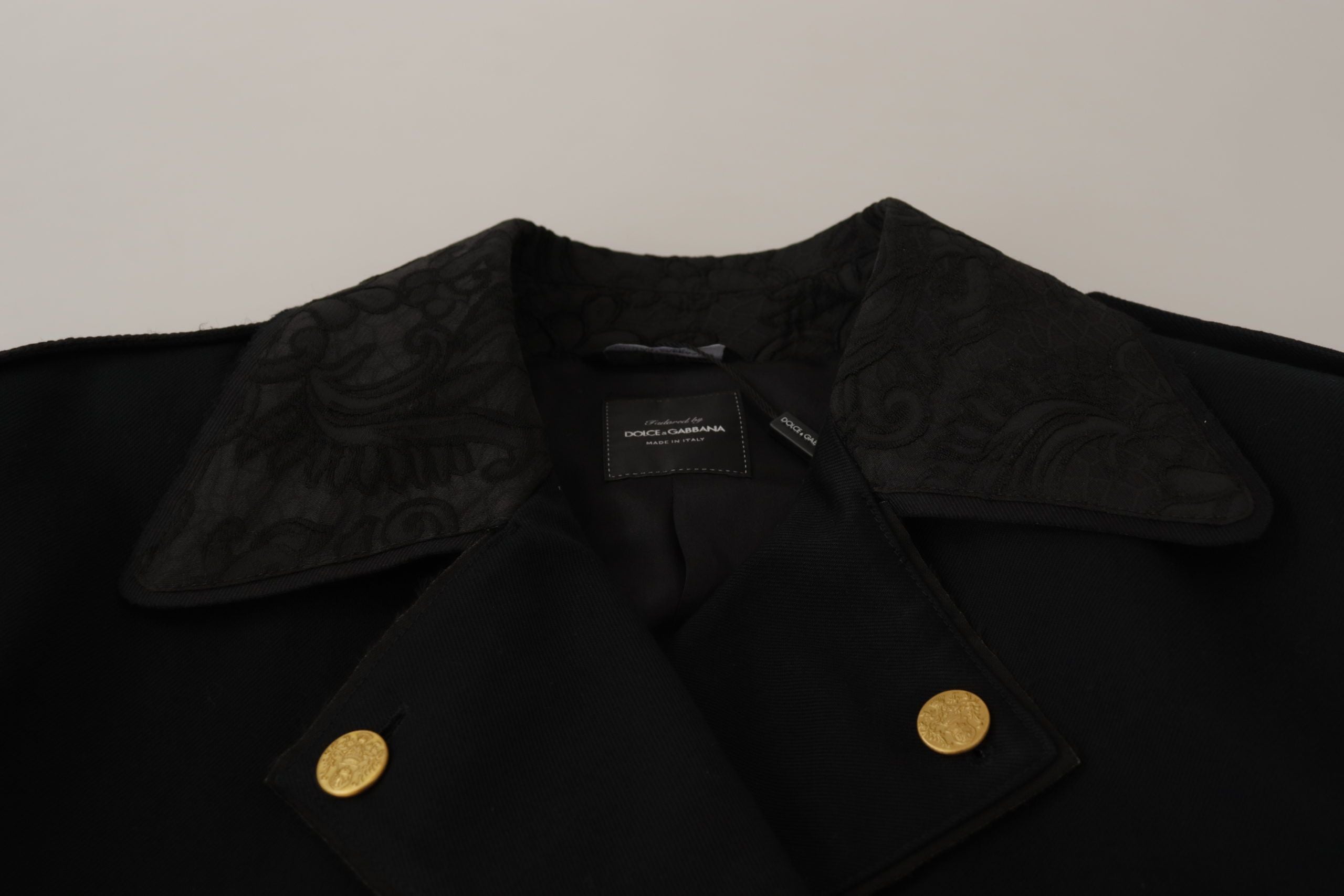 Dolce & Gabbana Black Button Embellished Cotton Blend Jacket - DEA STILOSA MILANO