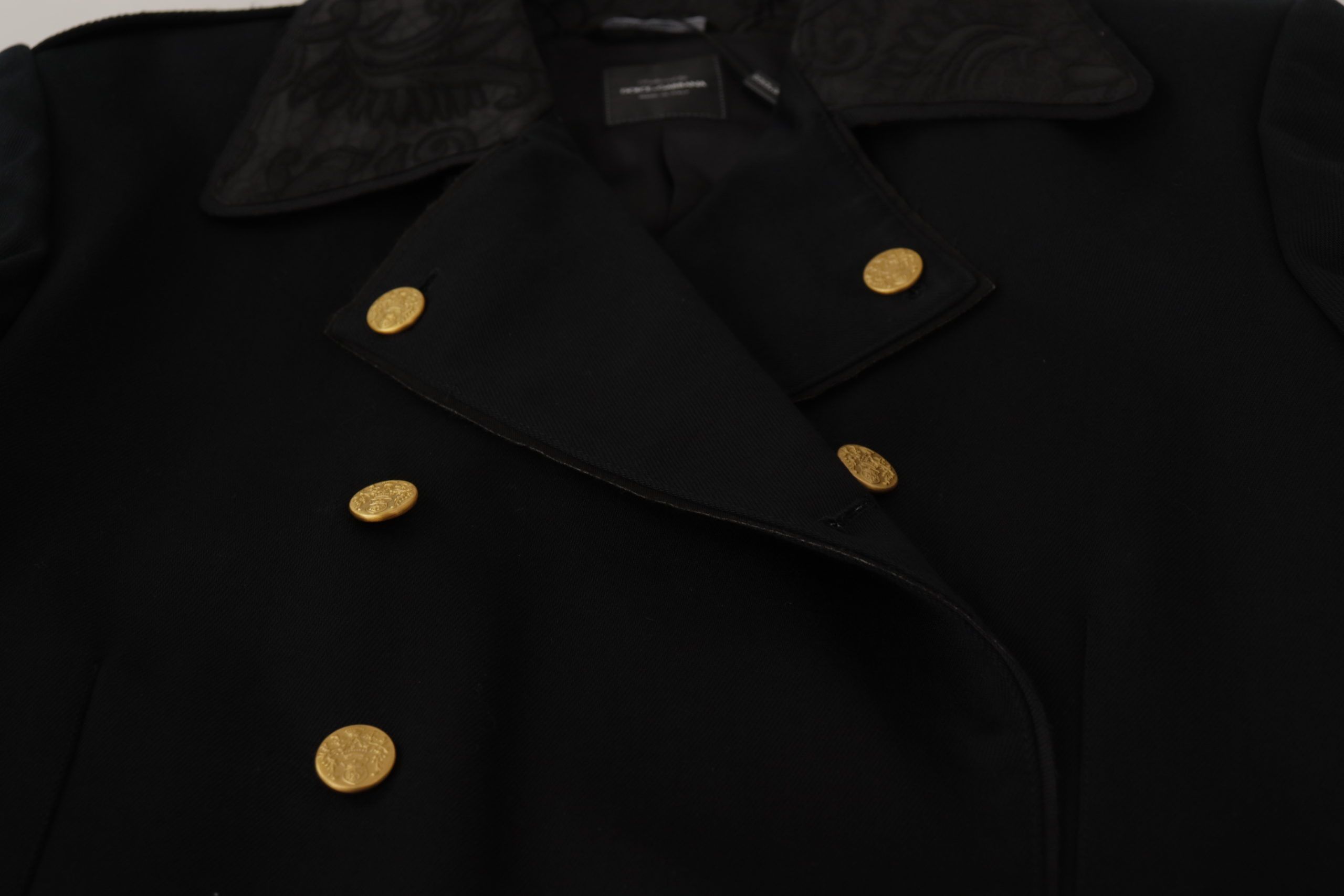 Dolce & Gabbana Black Button Embellished Cotton Blend Jacket - DEA STILOSA MILANO