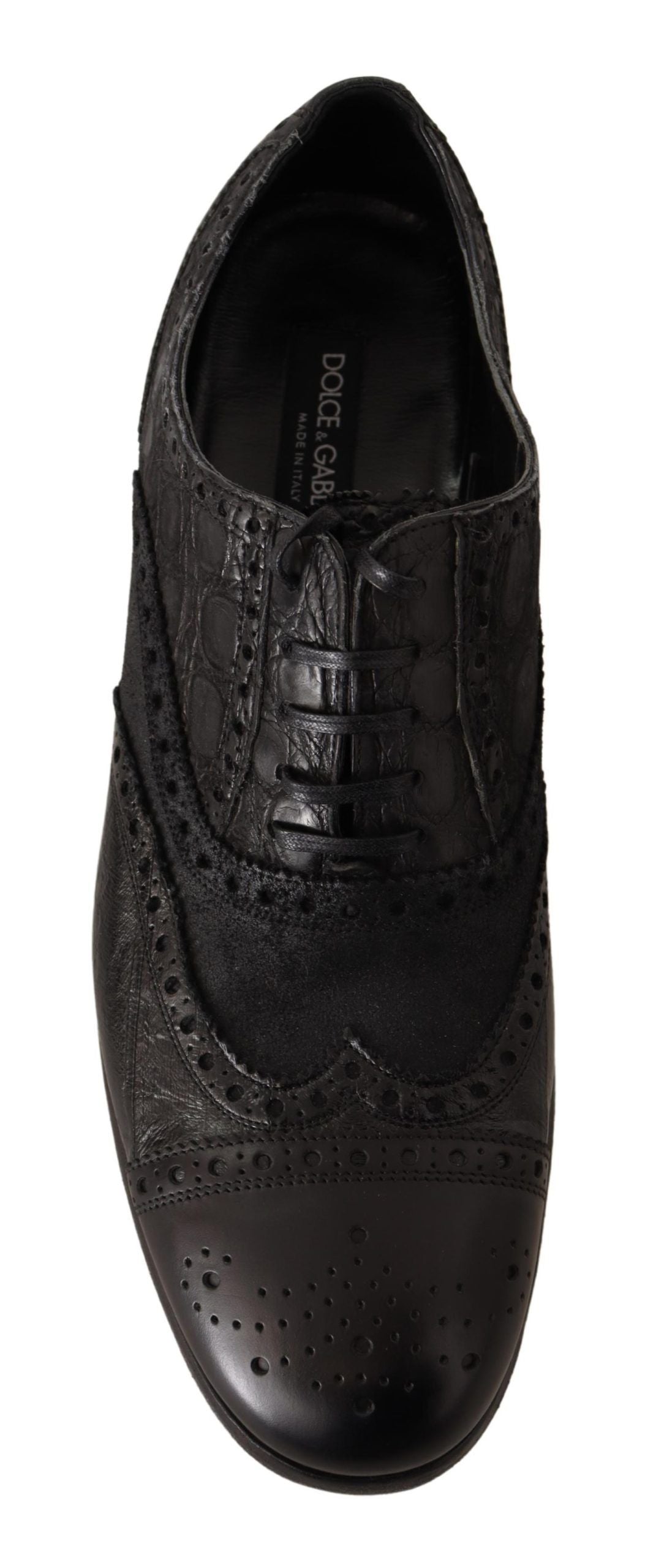 Dolce & Gabbana Black Leather Brogue Wing Tip Men Formal Shoes - DEA STILOSA MILANO