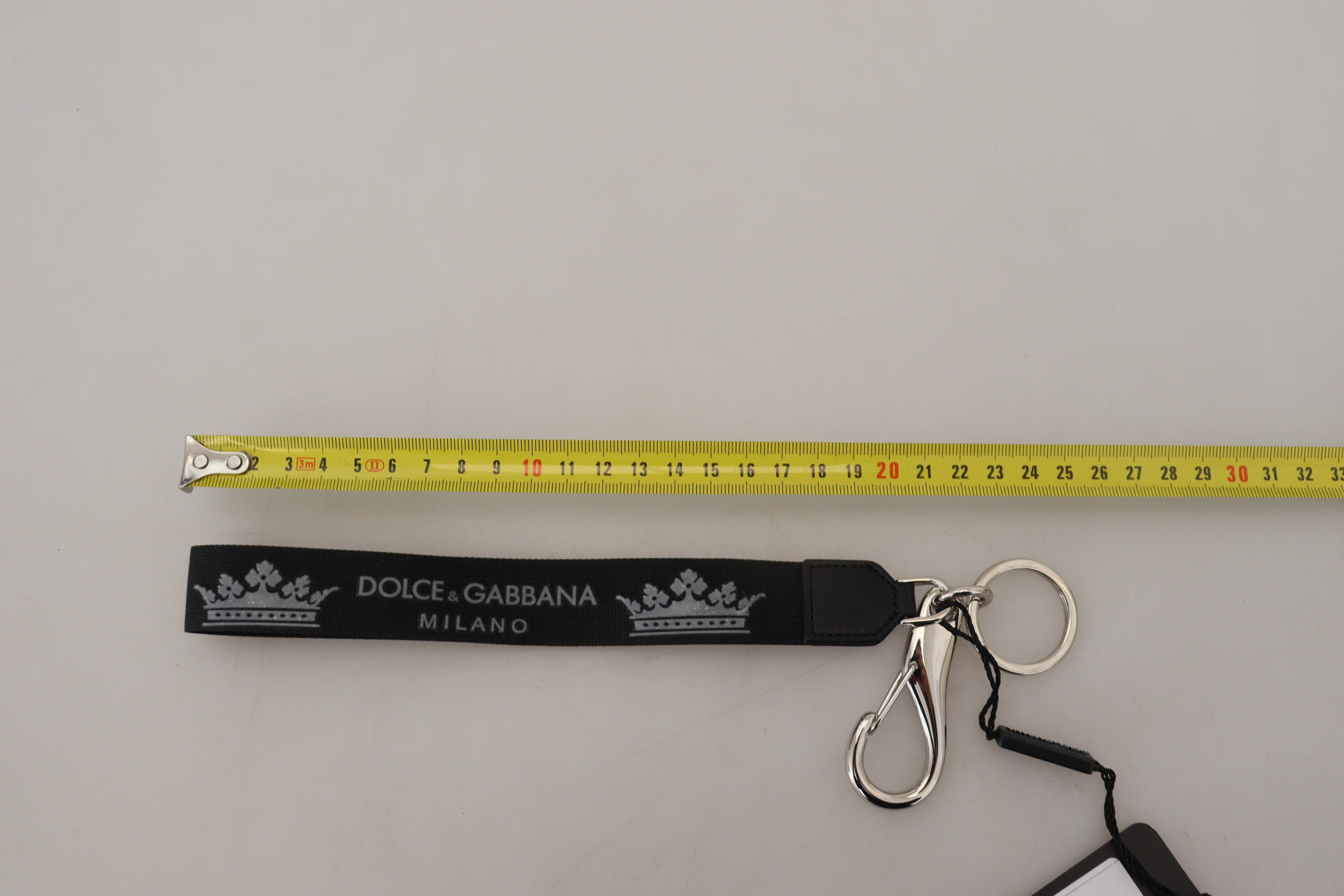 Dolce & Gabbana Black Polyester Logo Silver Tone Brass Keychain - DEA STILOSA MILANO