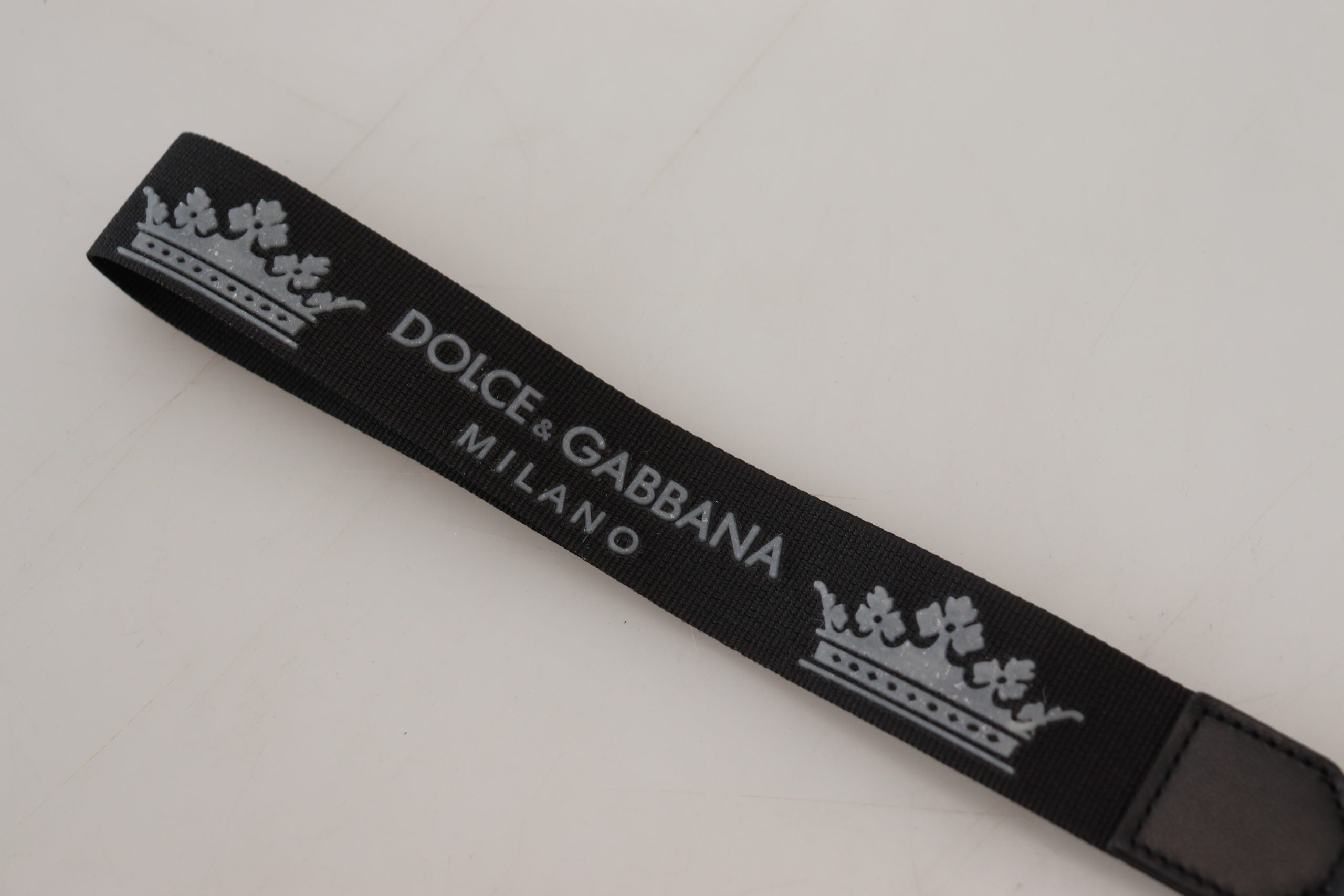 Dolce & Gabbana Black Polyester Logo Silver Tone Brass Keychain - DEA STILOSA MILANO