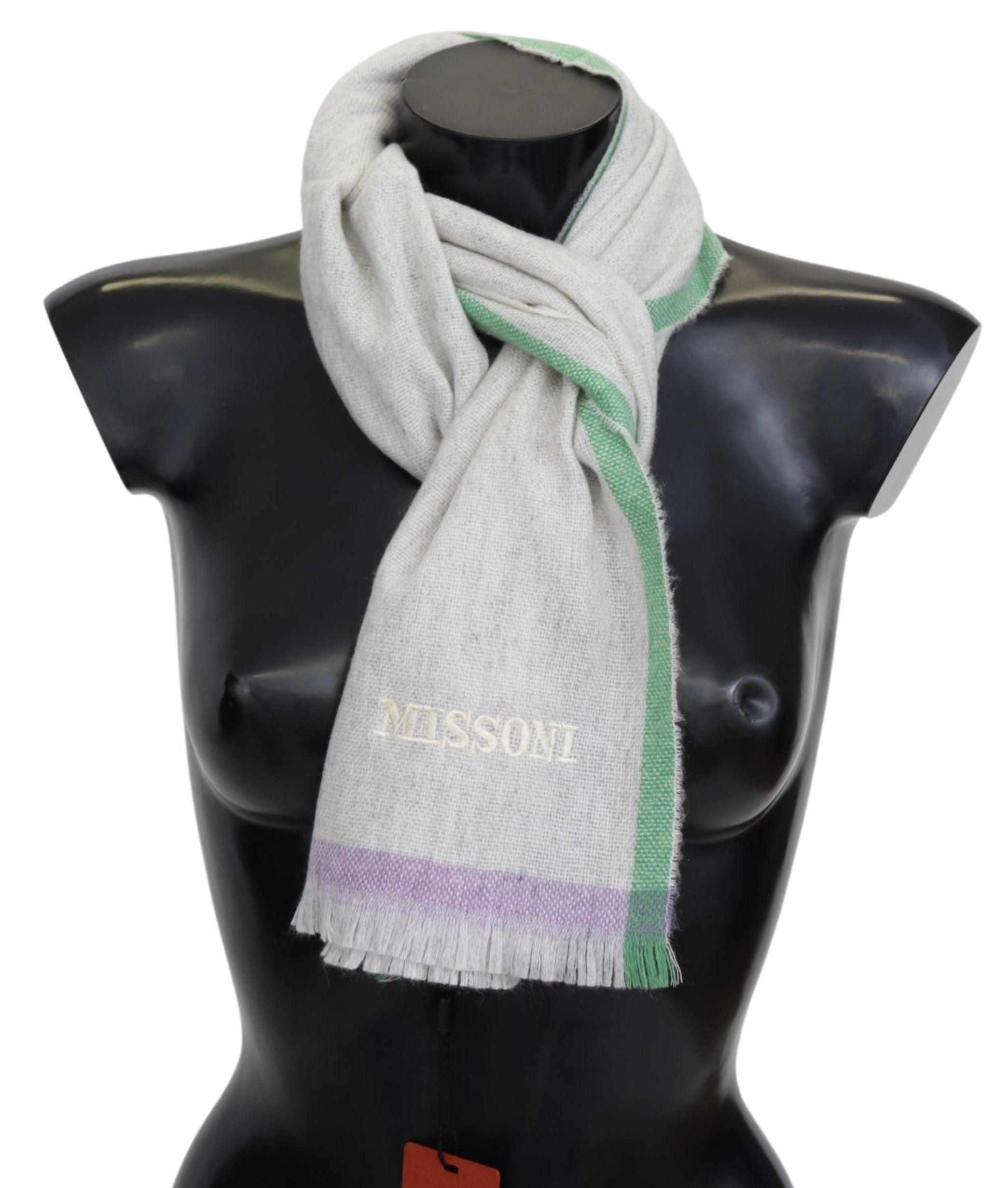 Missoni Beige 100% Cashmere Unisex Wrap Scarf - DEA STILOSA MILANO