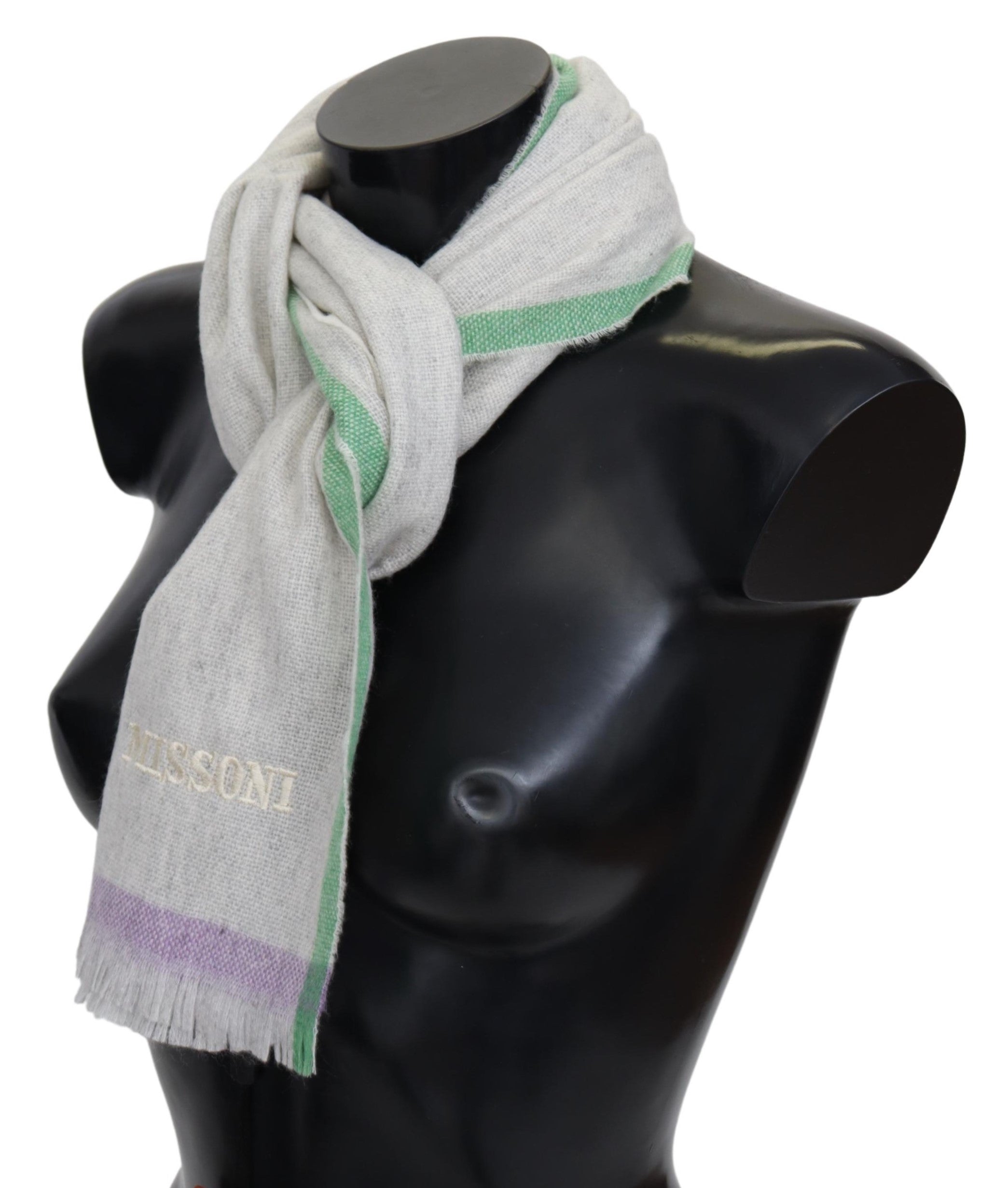 Missoni Beige 100% Cashmere Unisex Wrap Scarf - DEA STILOSA MILANO