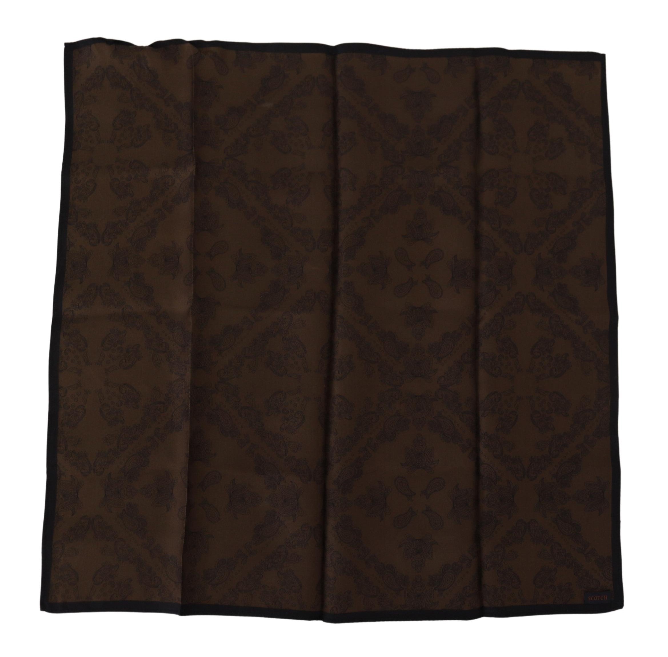 Scotch & Soda Brown Patterned Wrap Square Handkerchief Scarf - DEA STILOSA MILANO