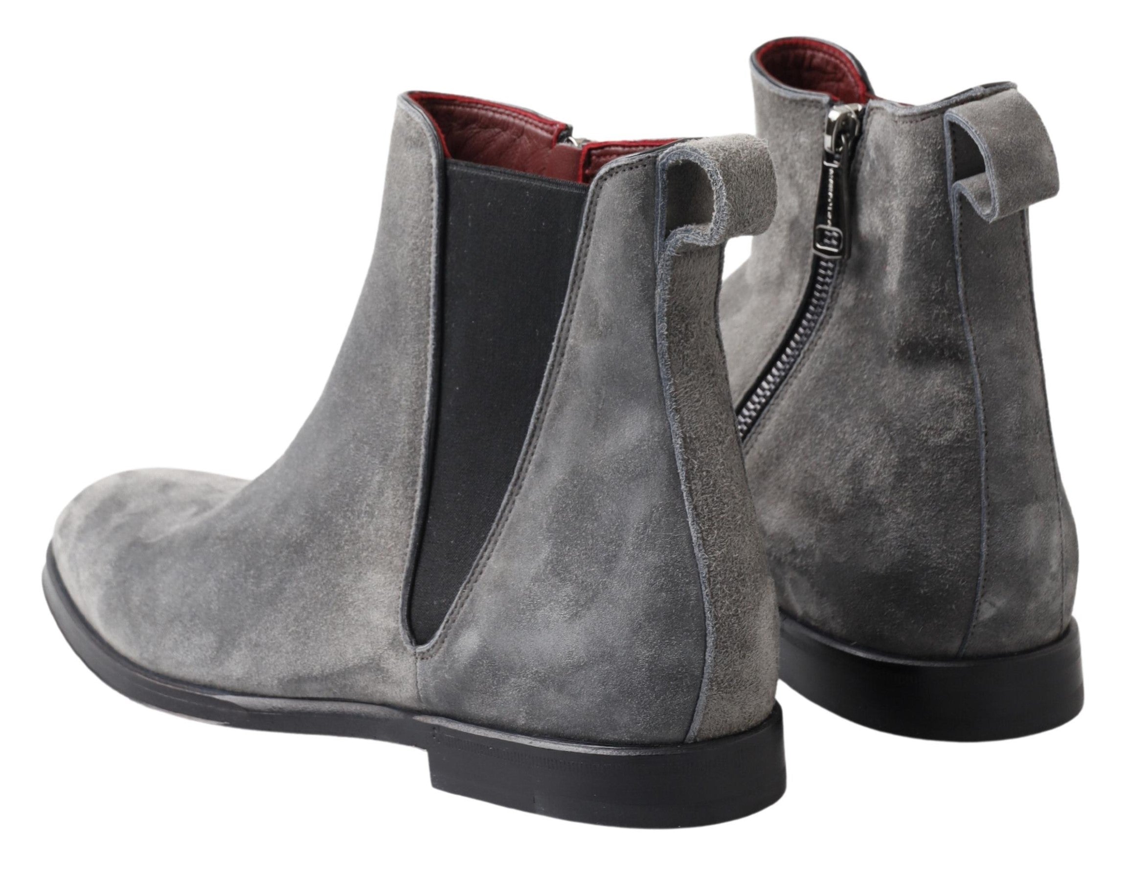 Dolce & Gabbana Gray Leather Men Ankle Boots Shoes - DEA STILOSA MILANO