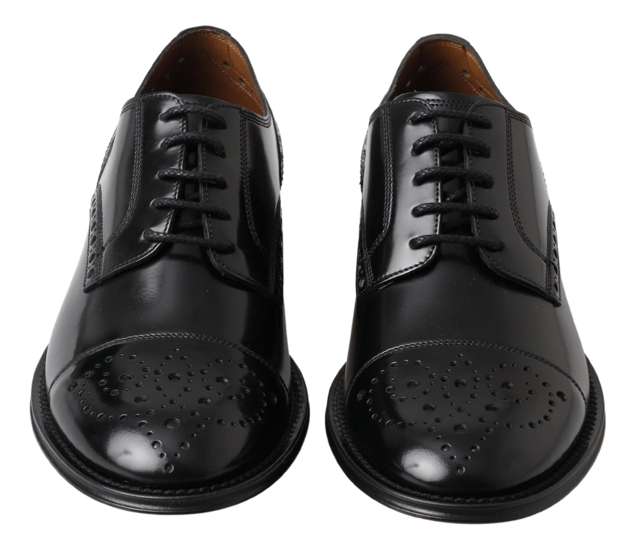 Dolce & Gabbana Black Leather Oxford Wingtip Formal Derby Shoes - DEA STILOSA MILANO