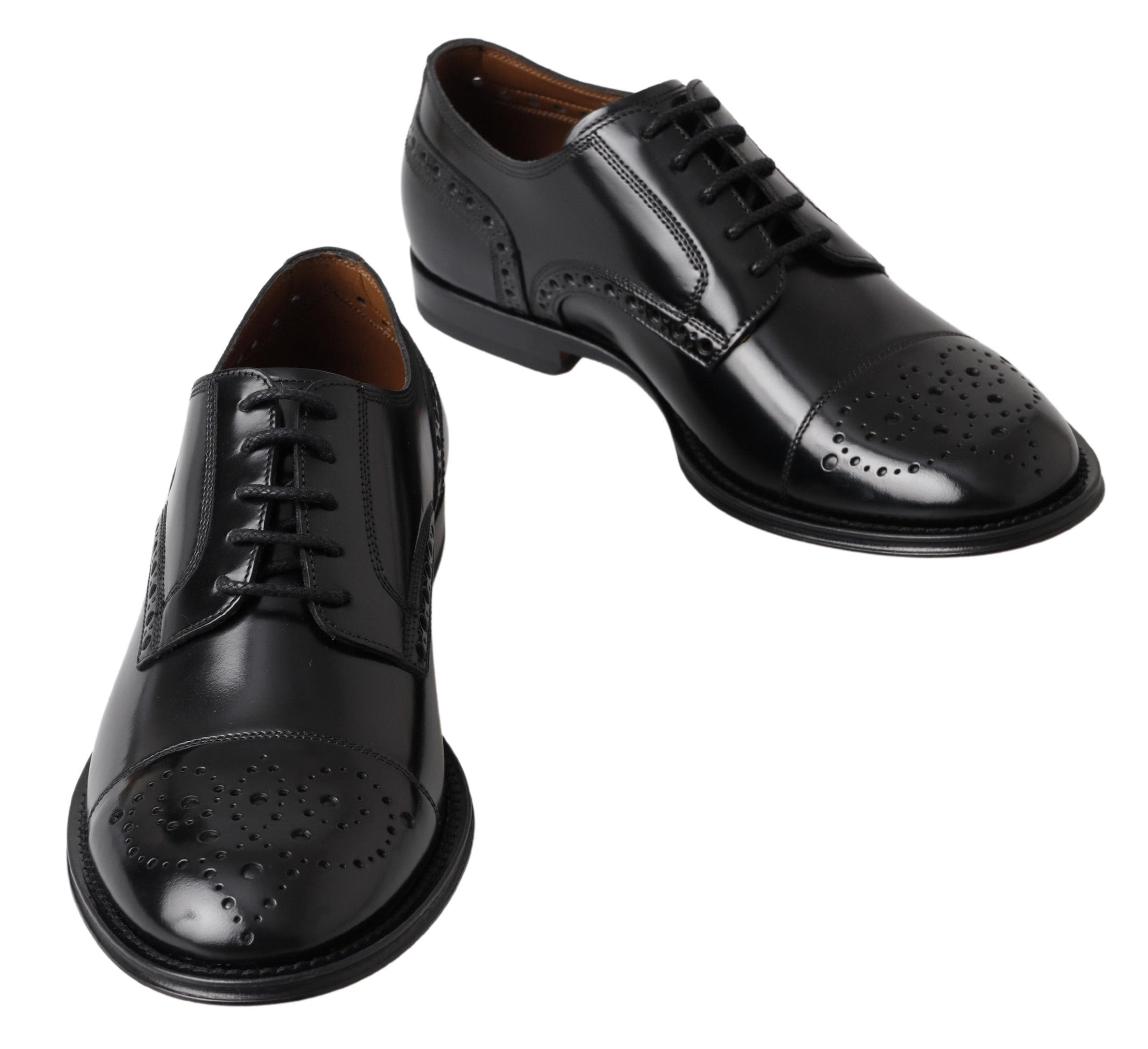 Dolce & Gabbana Black Leather Oxford Wingtip Formal Derby Shoes - DEA STILOSA MILANO