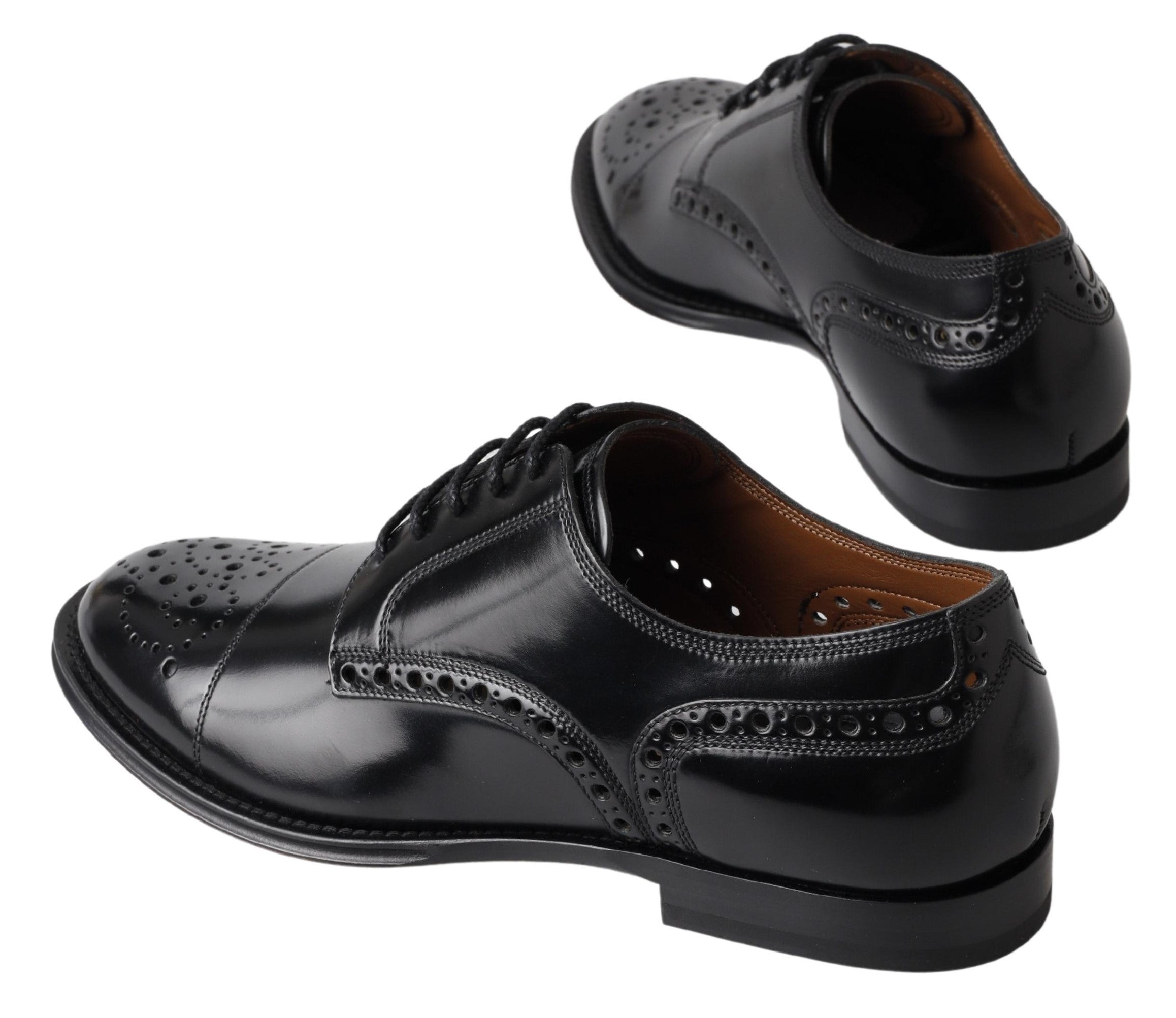Dolce & Gabbana Black Leather Oxford Wingtip Formal Derby Shoes - DEA STILOSA MILANO