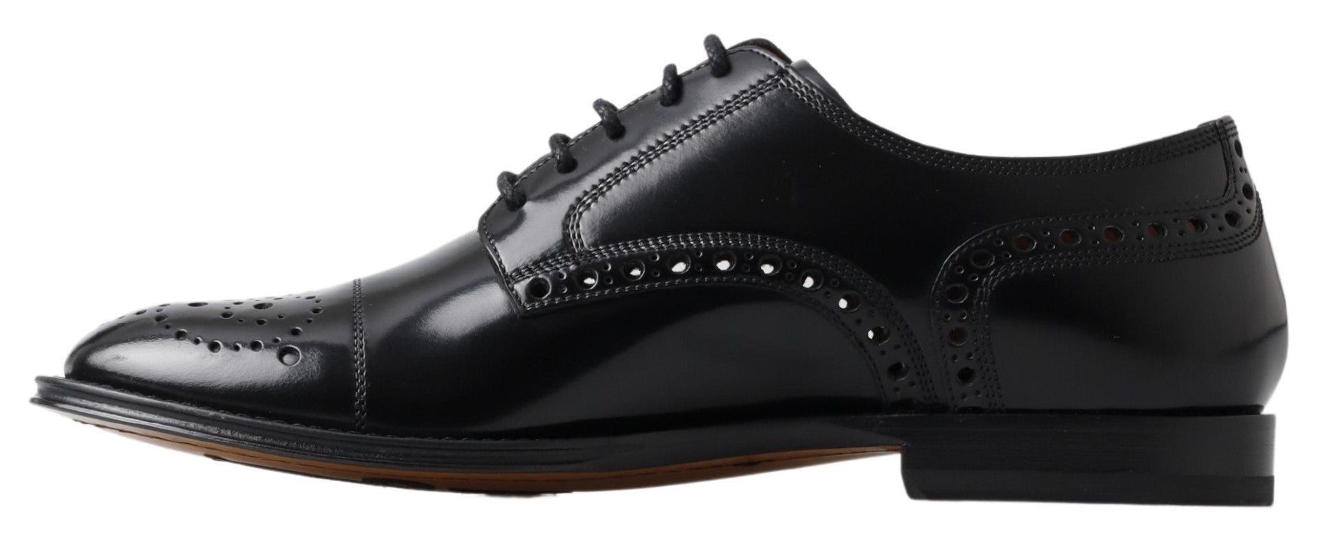 Dolce & Gabbana Black Leather Oxford Wingtip Formal Derby Shoes - DEA STILOSA MILANO