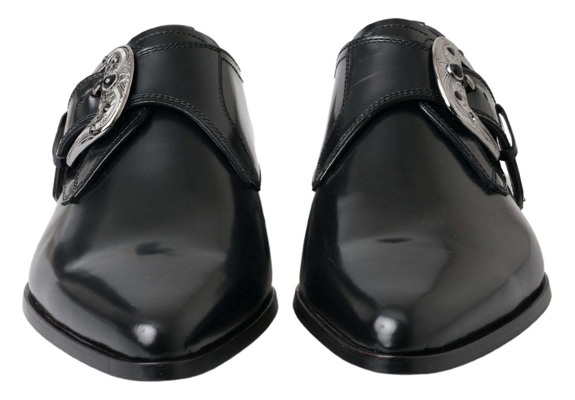 Dolce & Gabbana Black Leather Monk Strap Dress Formal Shoes - DEA STILOSA MILANO