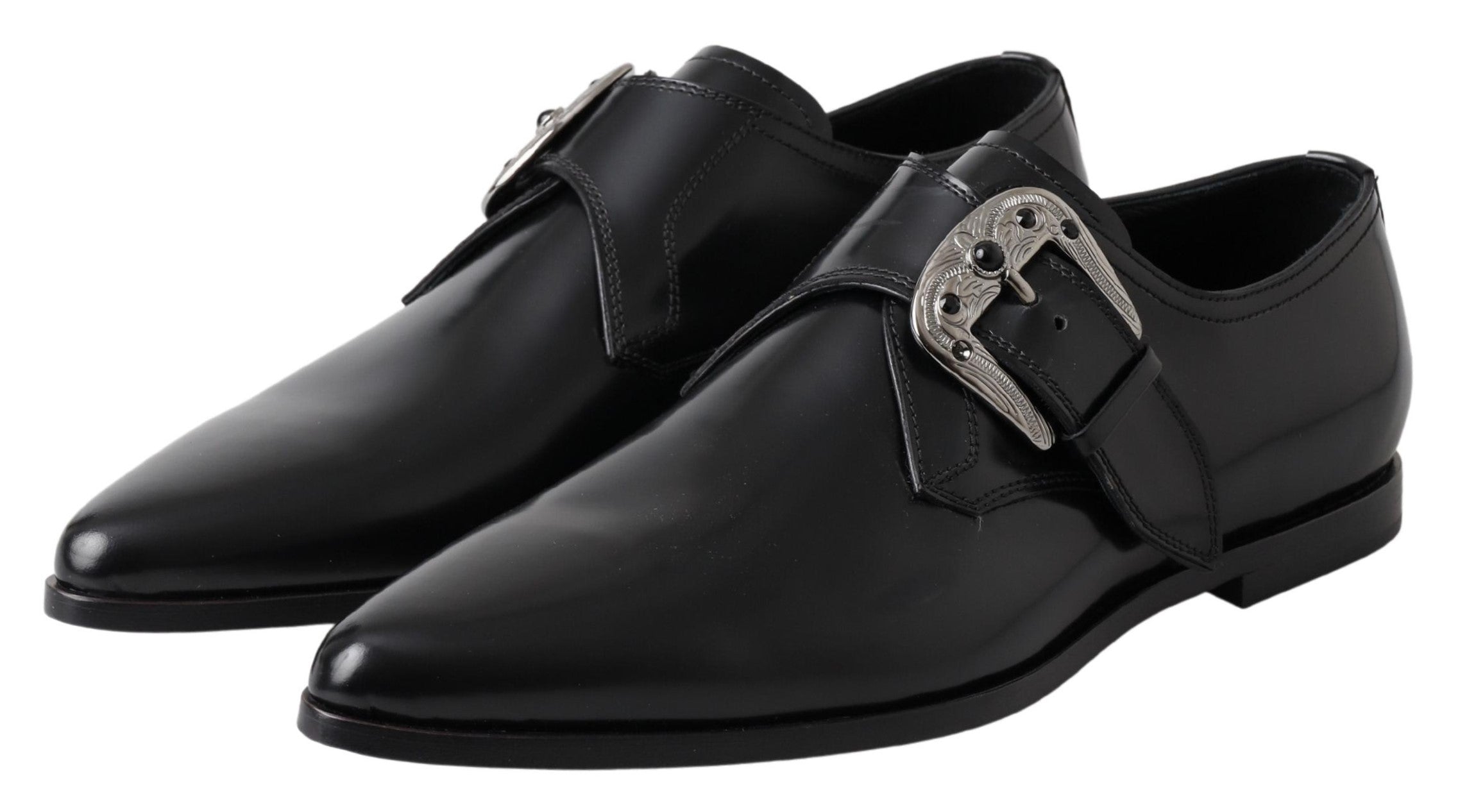 Dolce & Gabbana Black Leather Monk Strap Dress Formal Shoes - DEA STILOSA MILANO