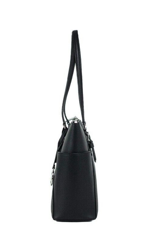 Michael Kors Charlotte Black PVC Leather Large Top Zip Tote Handbag Bag Purse - DEA STILOSA MILANO