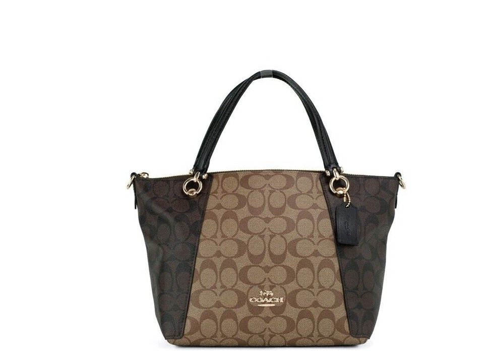 COACH Kacey Khaki Brown Blocked Signature Canvas Top Zip Satchel Handbag - DEA STILOSA MILANO