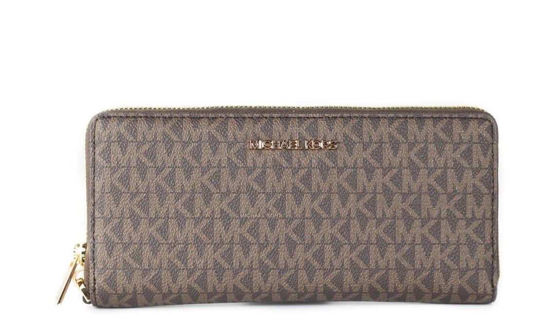 Michael Kors Jet Set Travel Large Brown Signature Continental Wristlet Wallet - DEA STILOSA MILANO