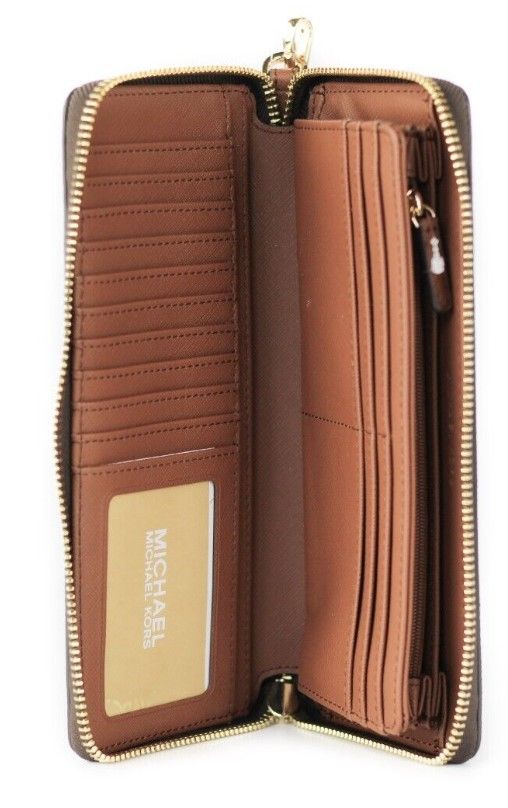 Michael Kors Jet Set Travel Large Brown Signature Continental Wristlet Wallet - DEA STILOSA MILANO