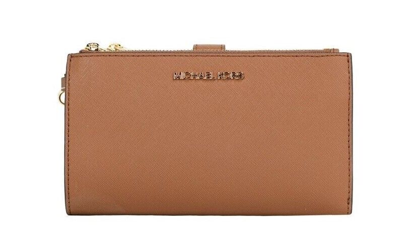 Michael Kors Jet Set Travel Luggage Leather Large Double Zip Wristlet Wallet - DEA STILOSA MILANO