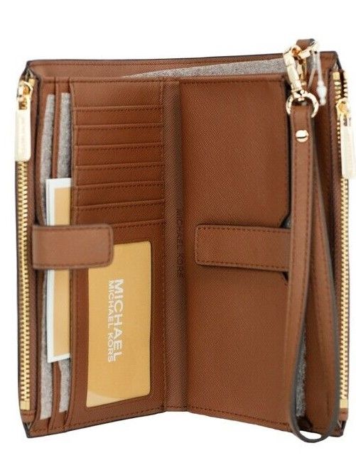 Michael Kors Jet Set Travel Luggage Leather Large Double Zip Wristlet Wallet - DEA STILOSA MILANO