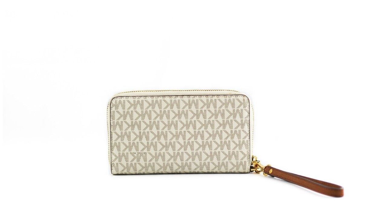 Michael Kors Jet Set Large Vanilla Signature PVC Flat Multifunction Wrist Wallet - DEA STILOSA MILANO