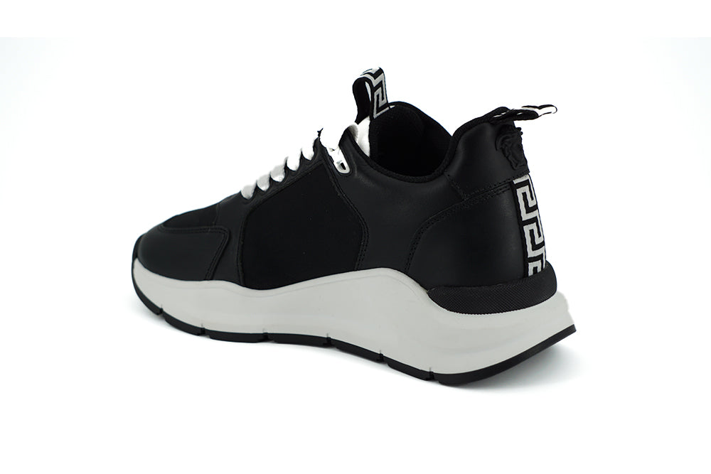 Versace Black and White Calf Leather Sneakers - DEA STILOSA MILANO
