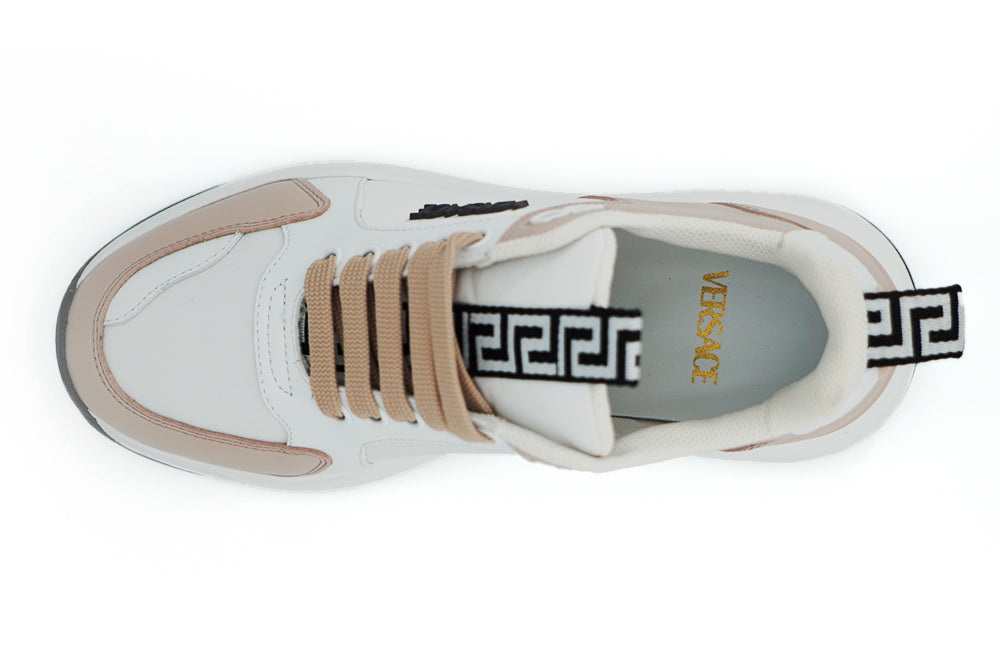 Versace Light Pink and White Calf Leather Sneakers - DEA STILOSA MILANO
