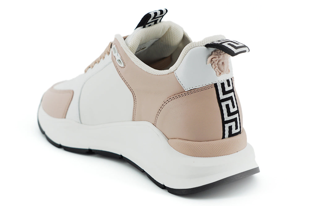 Versace Light Pink and White Calf Leather Sneakers - DEA STILOSA MILANO