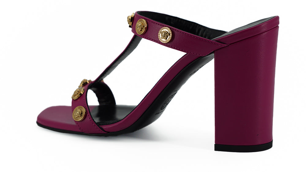 Versace Purple Calf Leather High Heel Sandals - DEA STILOSA MILANO