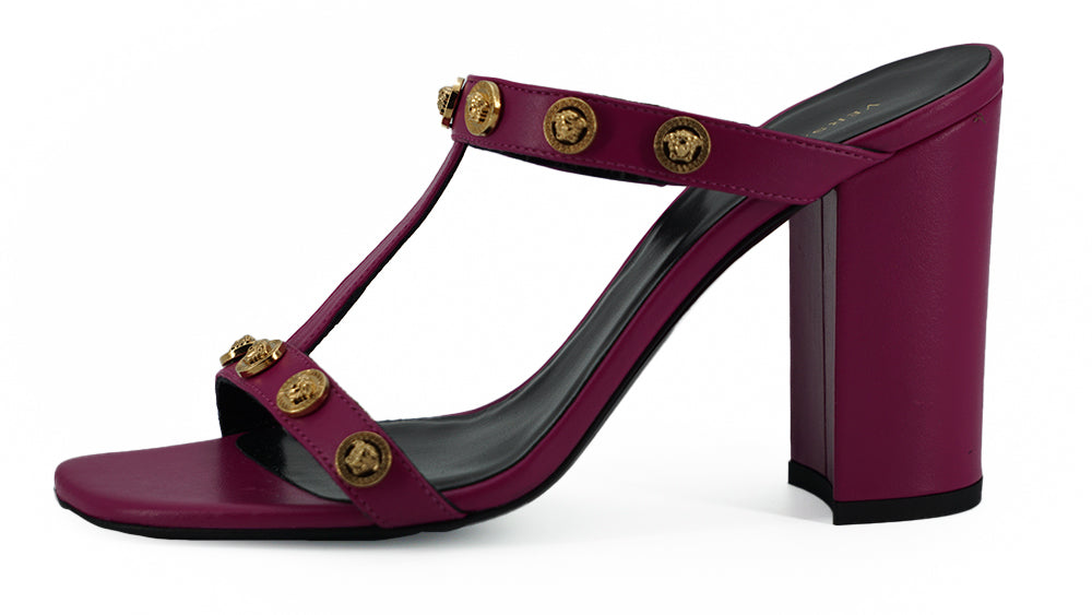 Versace Purple Calf Leather High Heel Sandals - DEA STILOSA MILANO