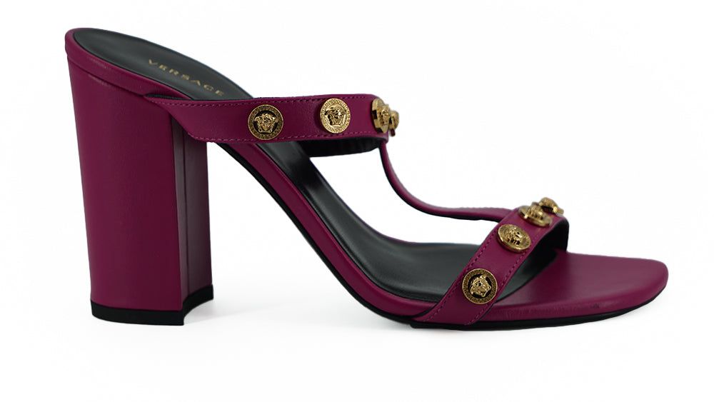 Versace Purple Calf Leather High Heel Sandals - DEA STILOSA MILANO