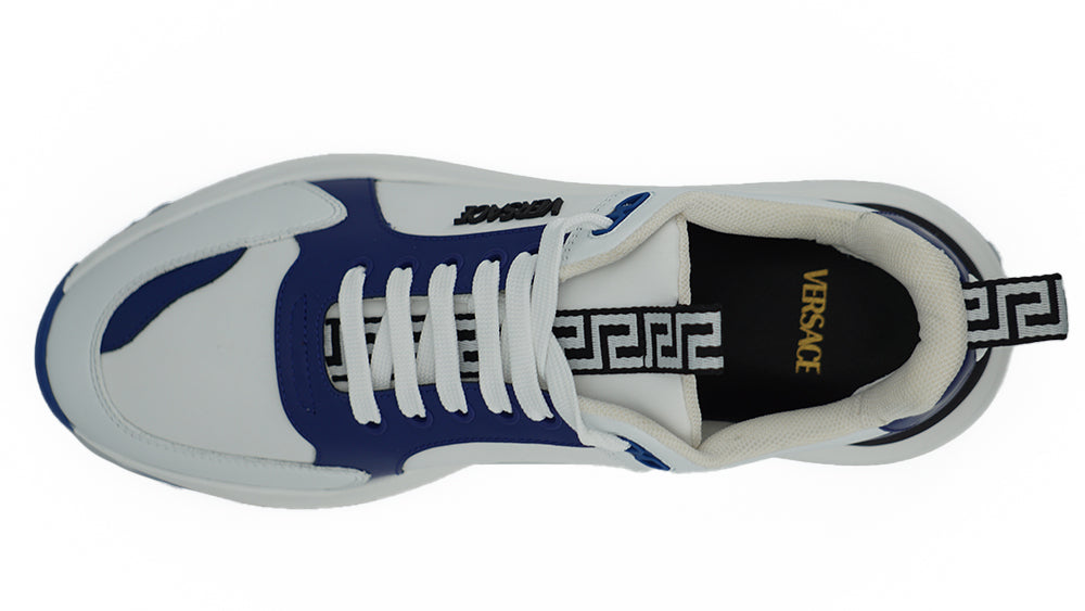 Versace Blue and White Calf Leather Sneakers - DEA STILOSA MILANO