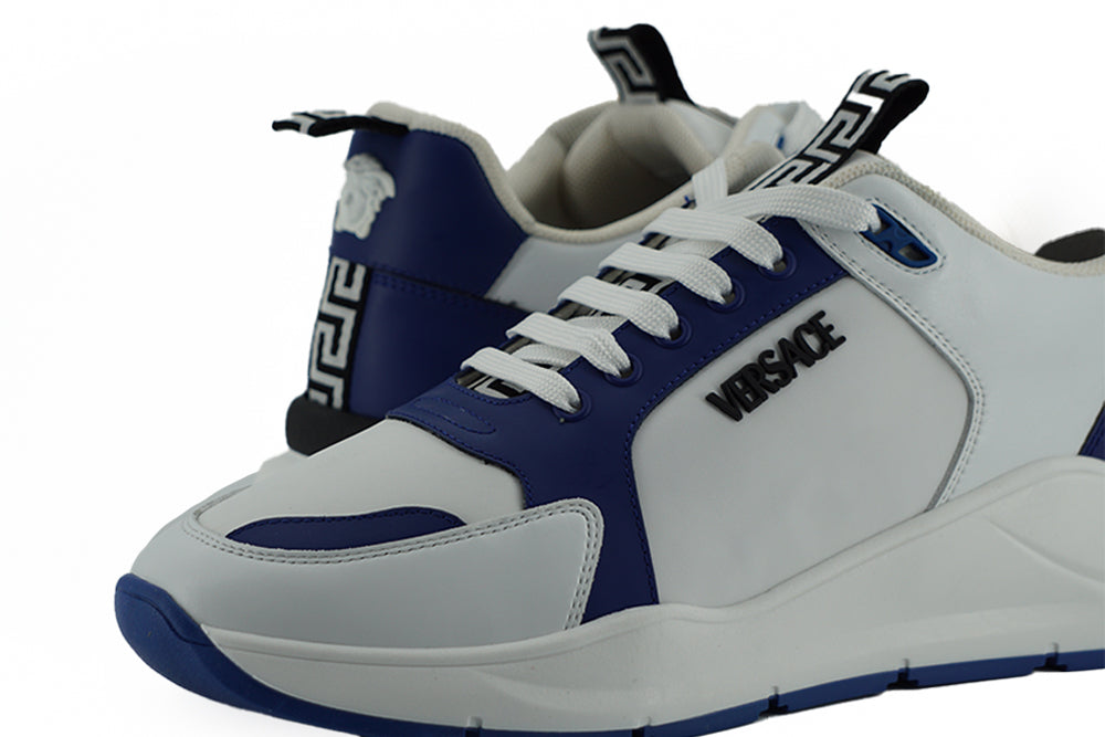 Versace Blue and White Calf Leather Sneakers - DEA STILOSA MILANO