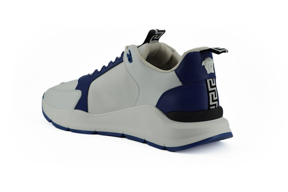 Versace Blue and White Calf Leather Sneakers - DEA STILOSA MILANO