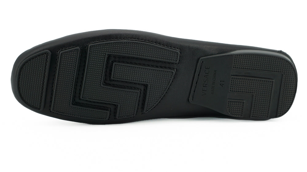 Versace Black Calf Leather Loafers Shoes - DEA STILOSA MILANO