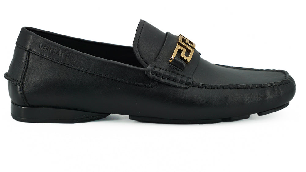 Versace Black Calf Leather Loafers Shoes - DEA STILOSA MILANO