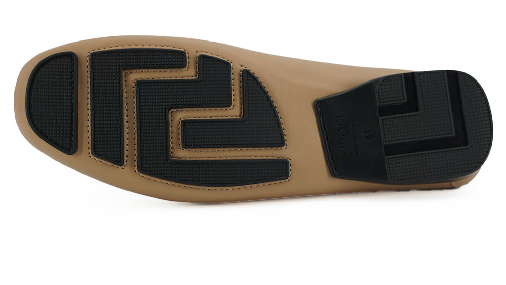 Versace Beige Calf Leather Loafers Shoes - DEA STILOSA MILANO