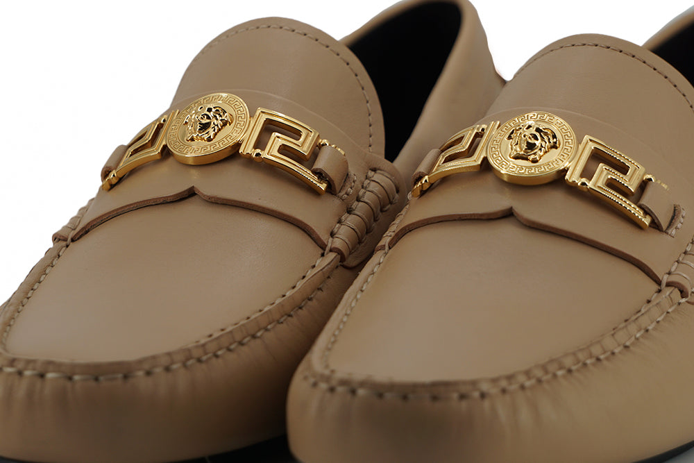 Versace Beige Calf Leather Loafers Shoes - DEA STILOSA MILANO