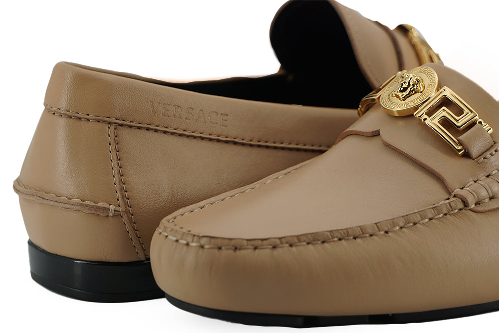 Versace Beige Calf Leather Loafers Shoes - DEA STILOSA MILANO
