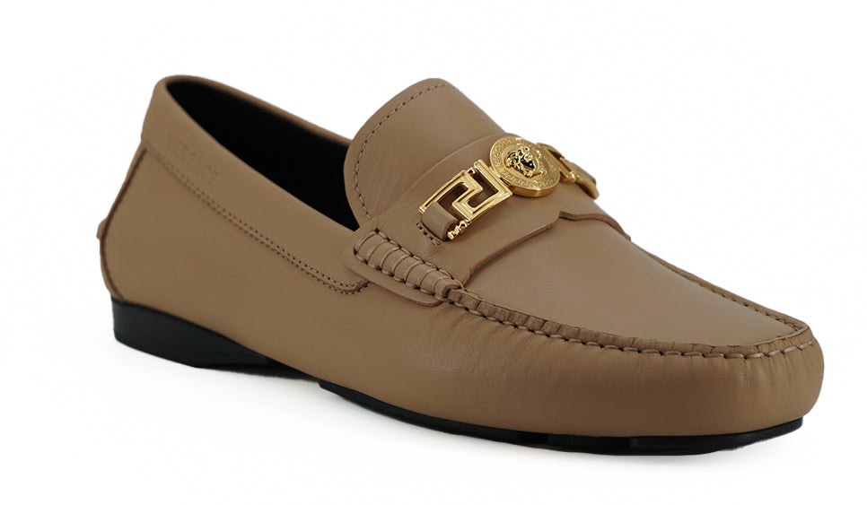 Versace Beige Calf Leather Loafers Shoes - DEA STILOSA MILANO