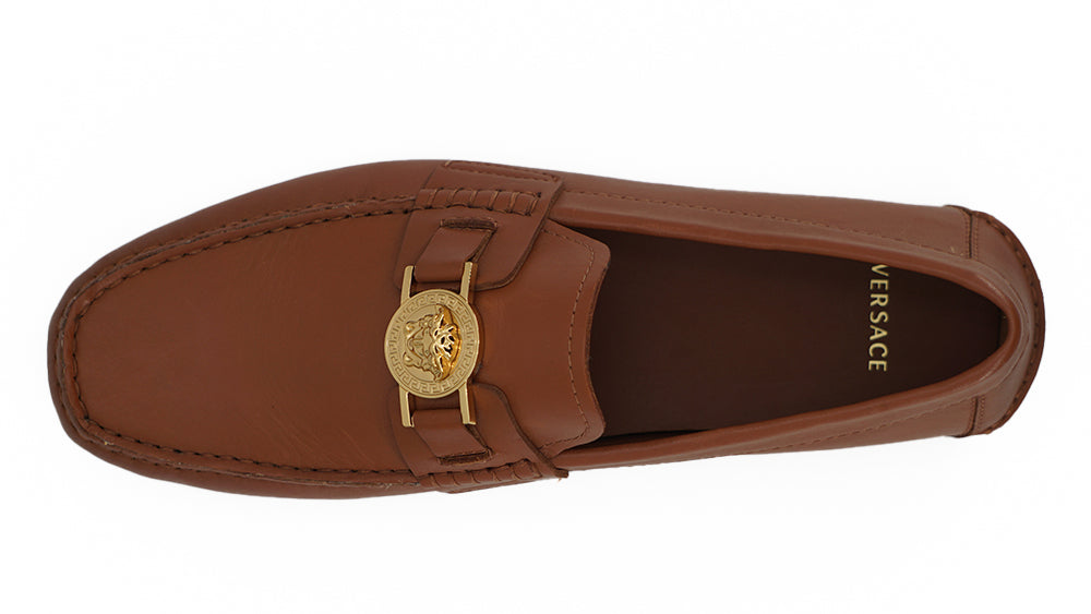 Versace Natural Brown Calf Leather Loafers Shoes - DEA STILOSA MILANO