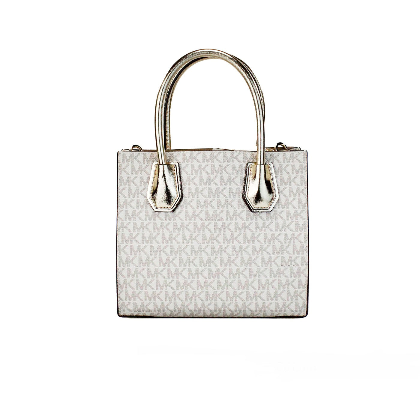 Michael Kors Mercer Medium Pale Gold Signature PVC Messenger Crossbody Bag - DEA STILOSA MILANO