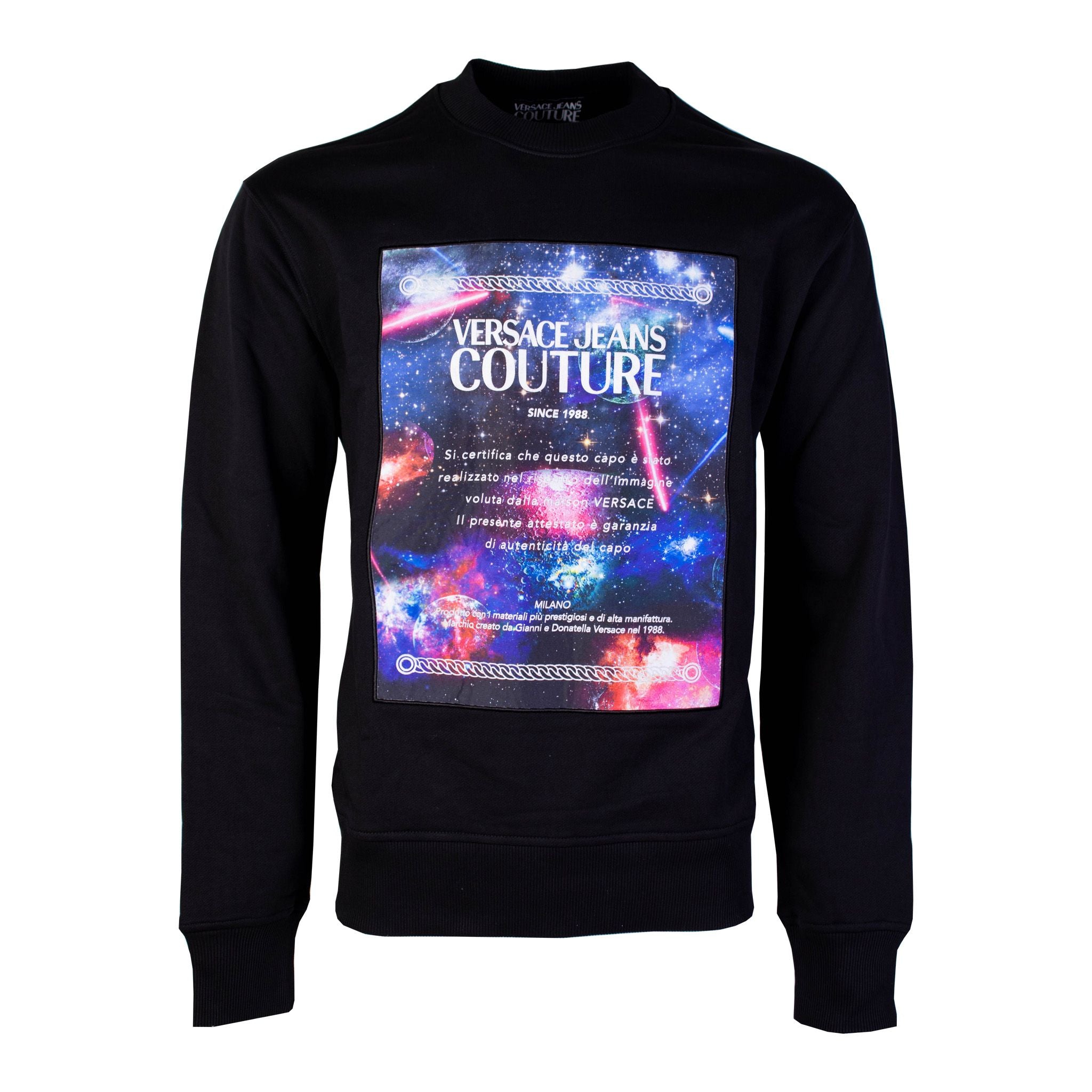 Versace Jeans Black Cotton Galaxy Sweatshirt - DEA STILOSA MILANO