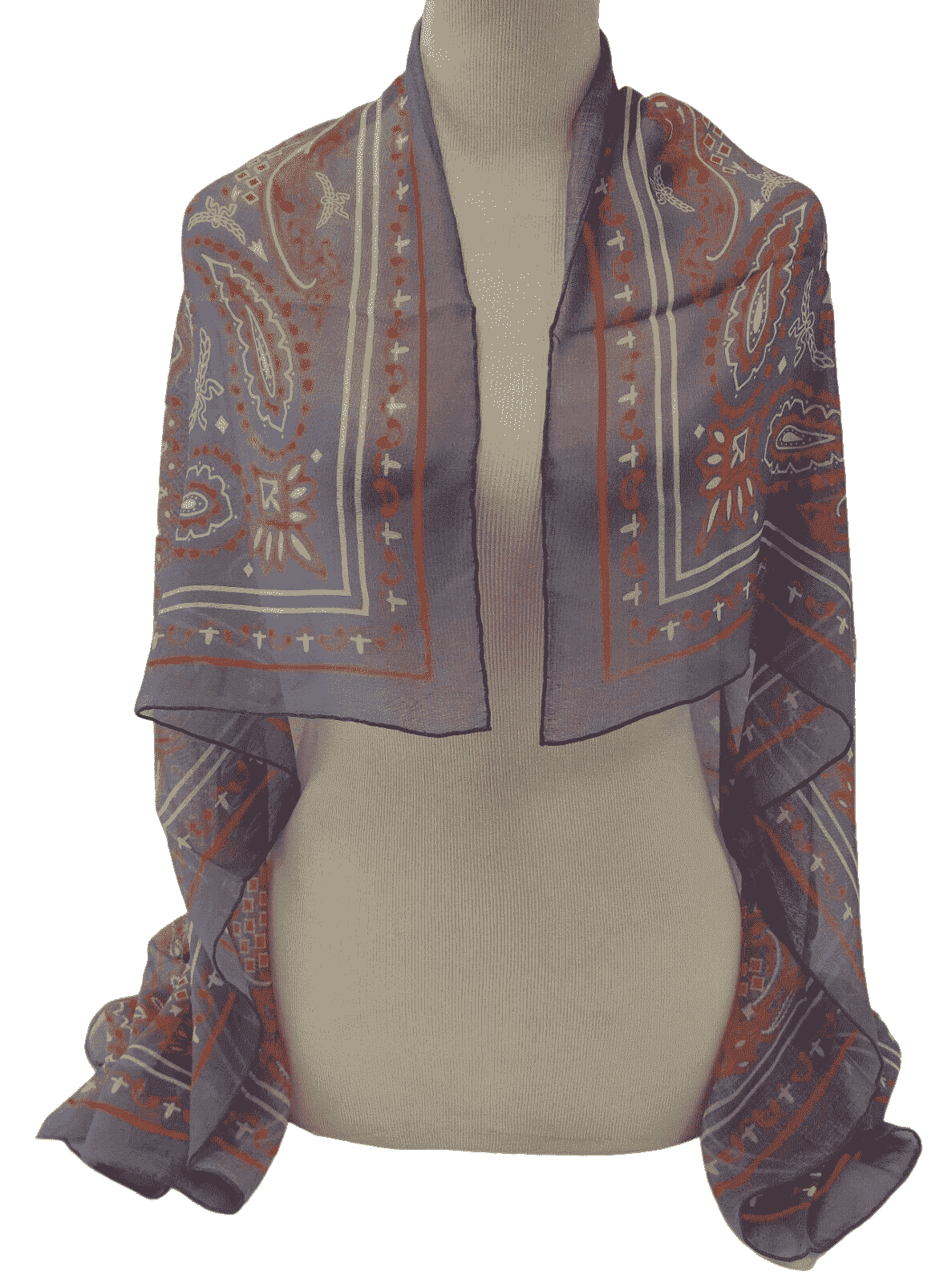 MCM Stonewash Modal Silk Paisley Print Jacquard Scarf - DEA STILOSA MILANO
