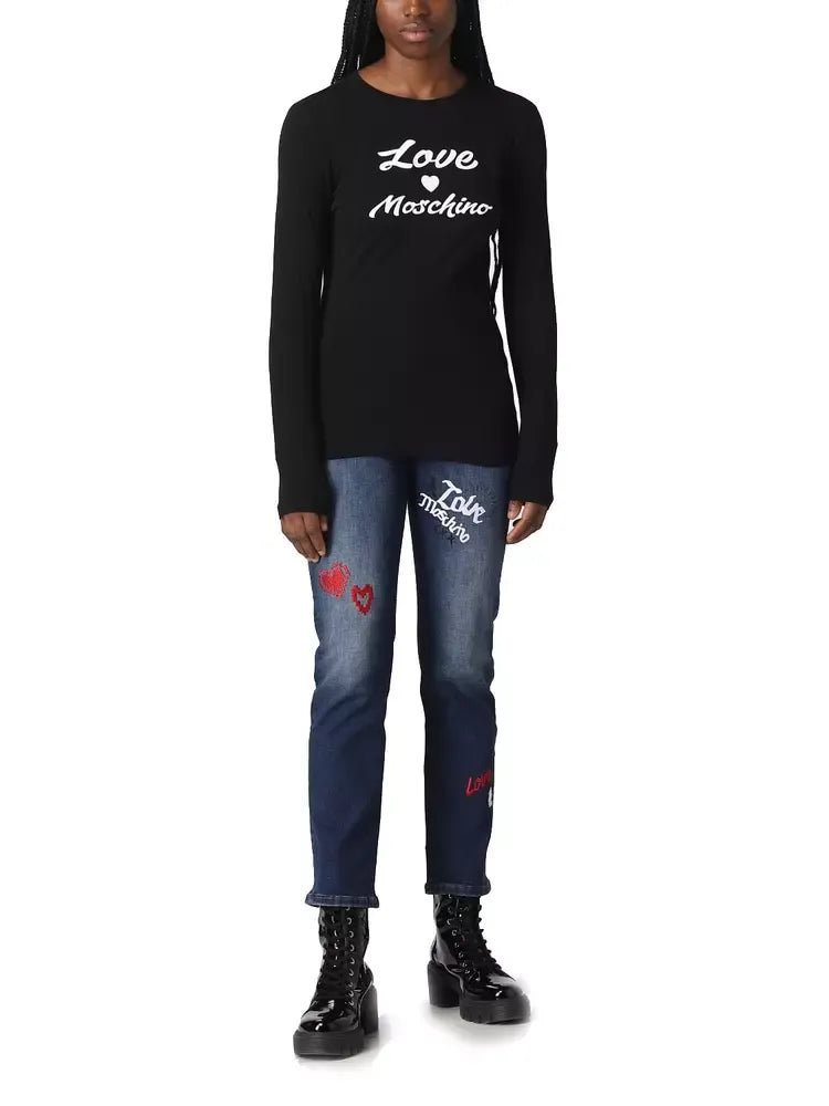 Love Moschino Black Cotton Tops & T-Shirt - DEA STILOSA MILANO