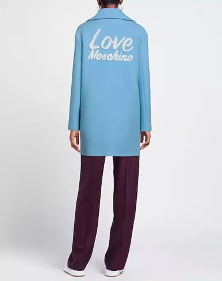 Love Moschino Light Blue Wool Jackets & Coat - DEA STILOSA MILANO