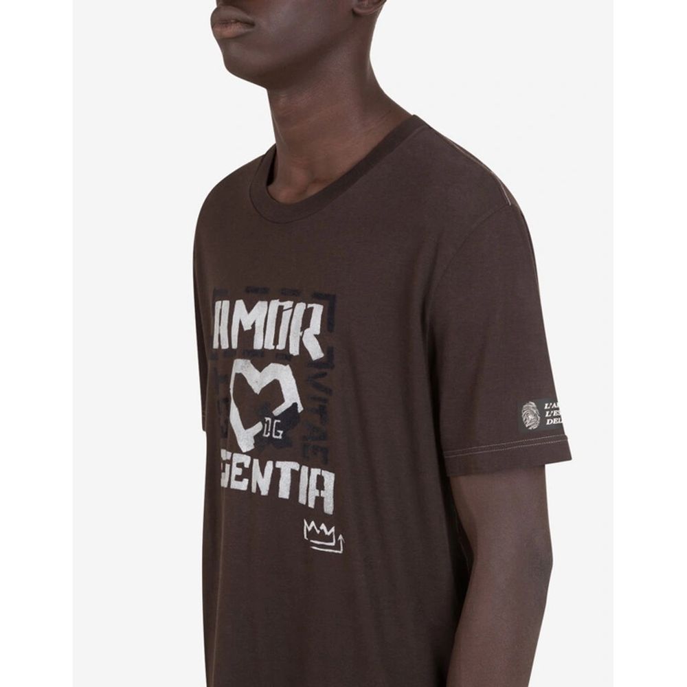 Dolce & Gabbana Brown Cotton T-Shirt - DEA STILOSA MILANO