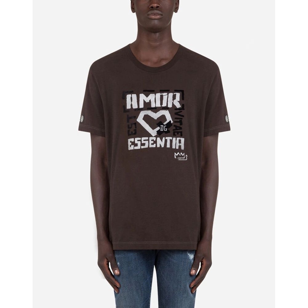 Dolce & Gabbana Brown Cotton T-Shirt - DEA STILOSA MILANO