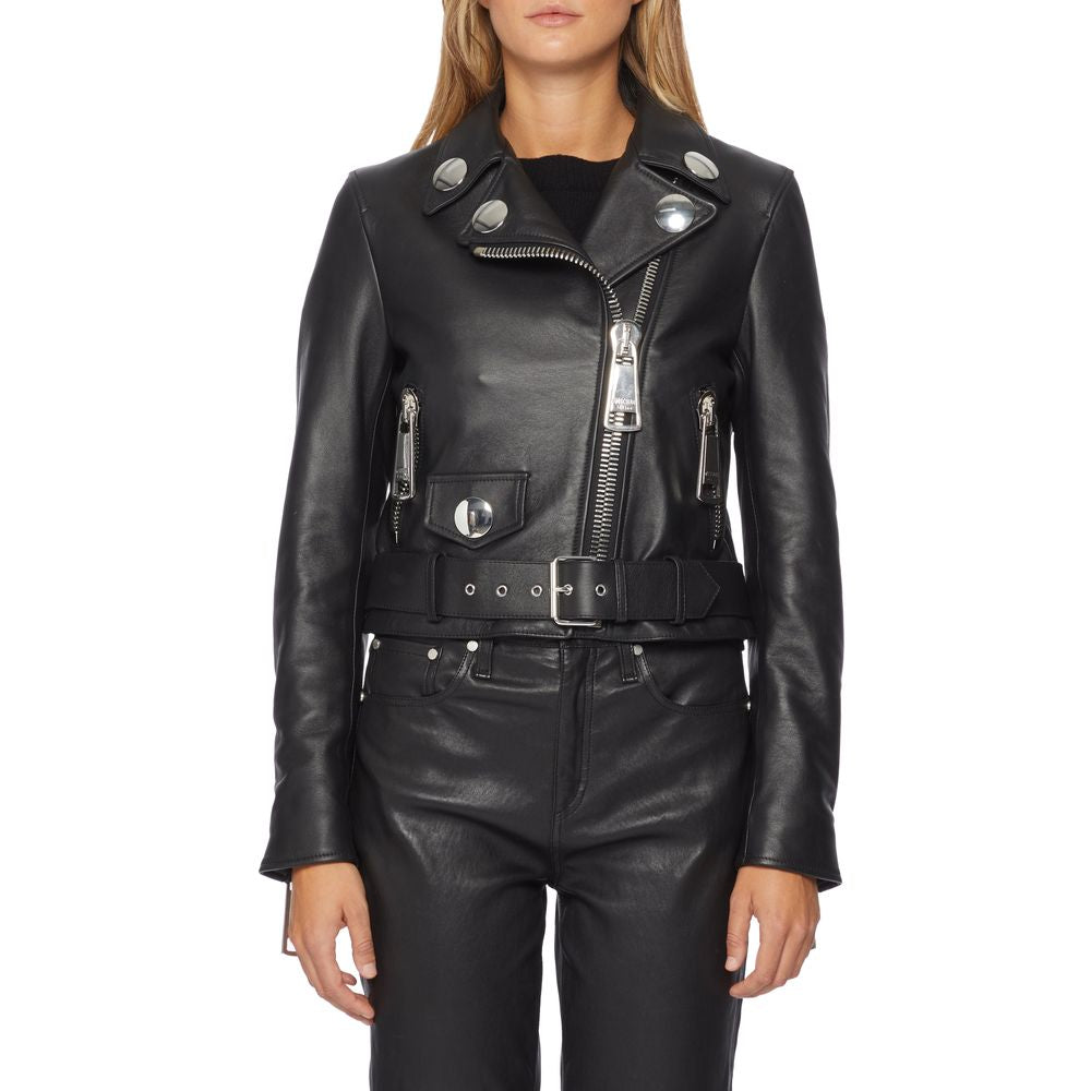 Moschino Couture Black Leather Di Pecora Jackets & Coat - DEA STILOSA MILANO