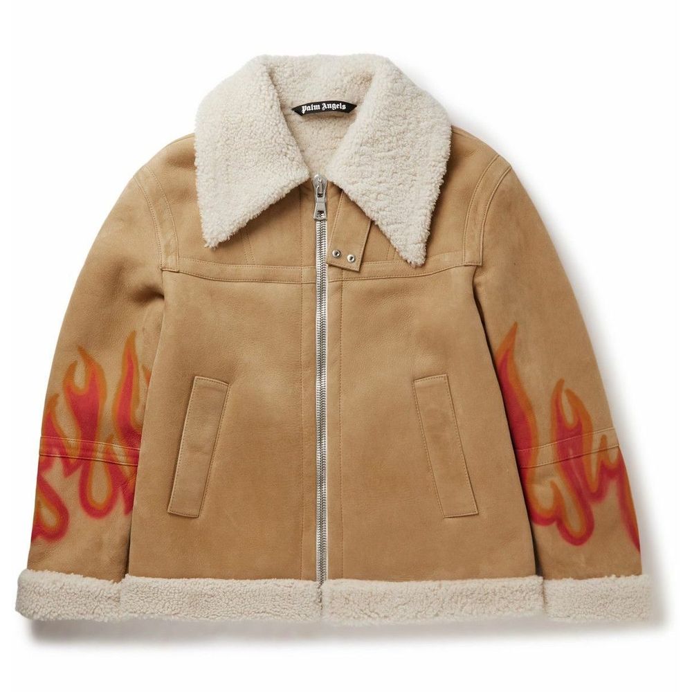 Palm Angels Beige Leather Jackets & Coat - DEA STILOSA MILANO