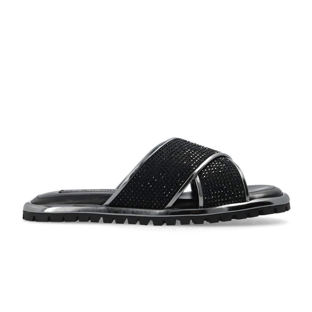 Dolce & Gabbana Black Leather Di Capra Sandal - DEA STILOSA MILANO